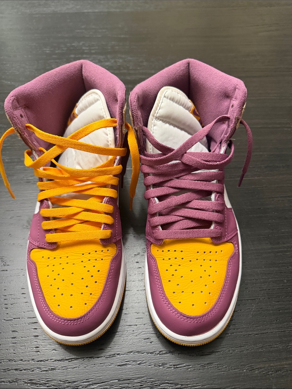 Men’s Jordan 1 High-Top Sneakers in Purple and Yellow - Fashion Athletic Styl